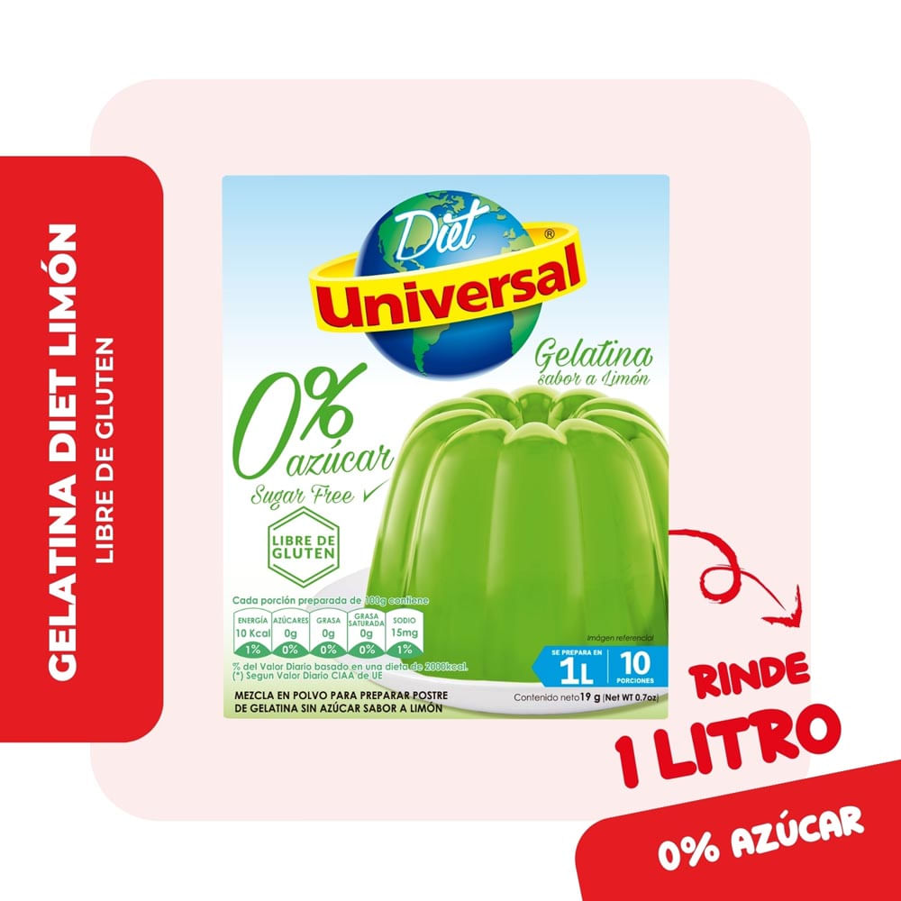 Gelatina Diet Universal Limon Caja 19gr