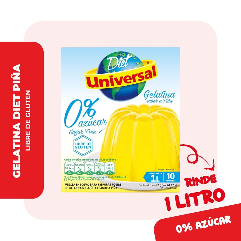 Gelatina Diet Universal Piña Caja 19gr