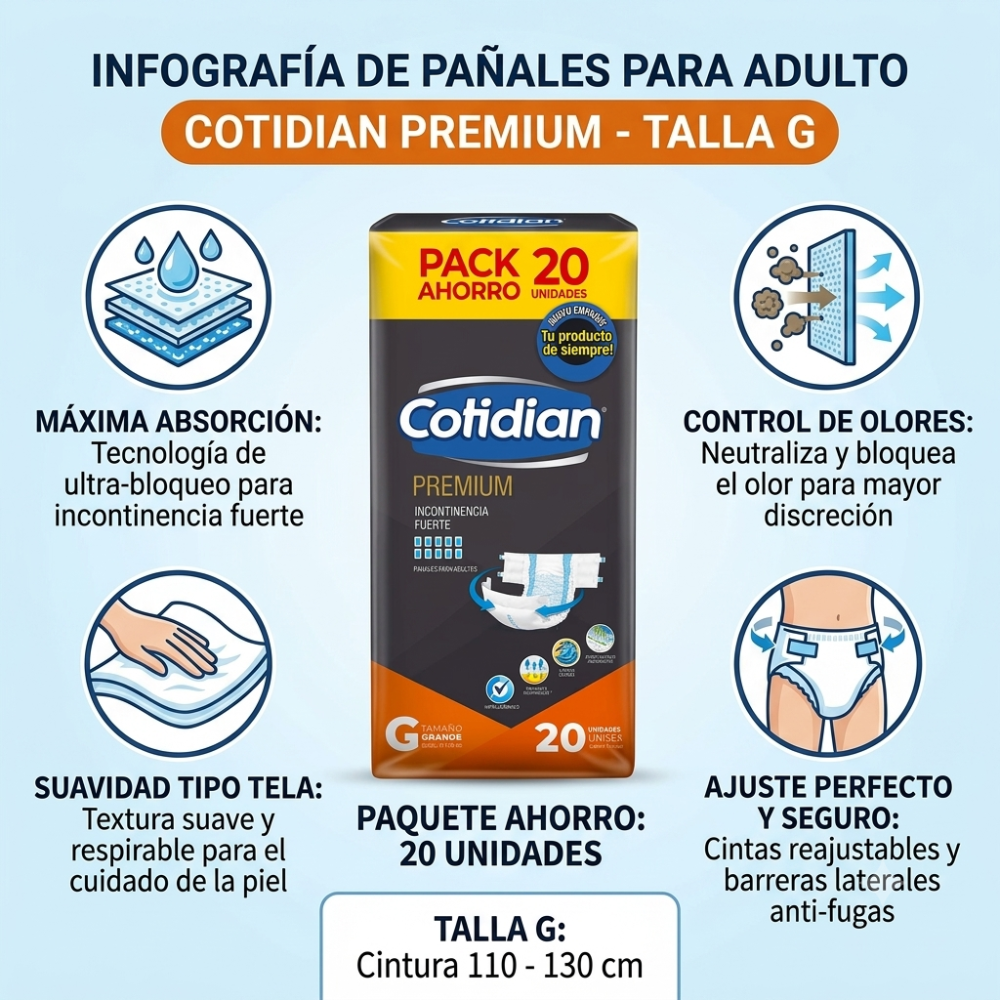 Pañal para Adulto Plenitud Premium Talla G 20un.
