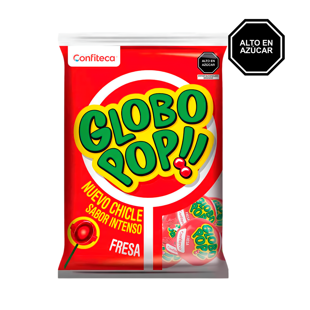 Chupetin Globo Pop Sabor Fresa 432 gr Bolsa 24un.
