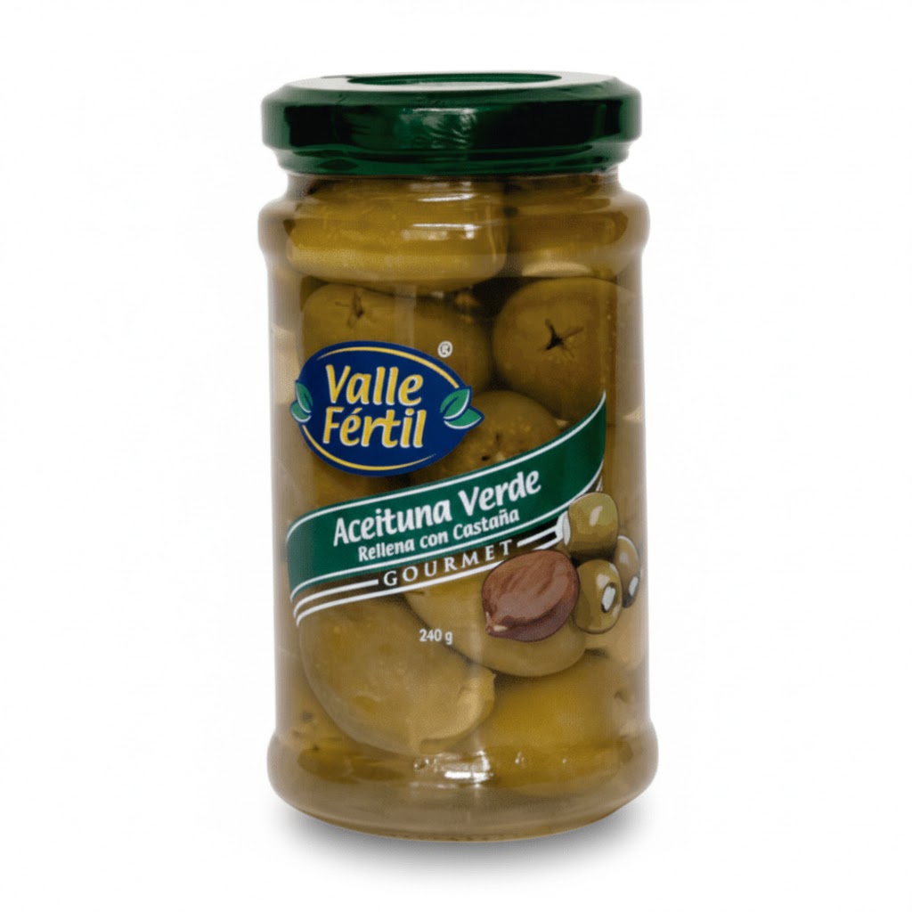 Aceitunas Verde Valle Fertil Rellena con Castaña Frasco 240gr