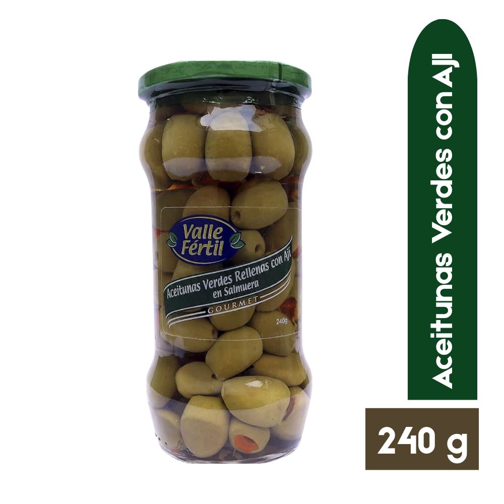 Aceitunas Verdes Valle Fertil Rellenas con Aji 240gr