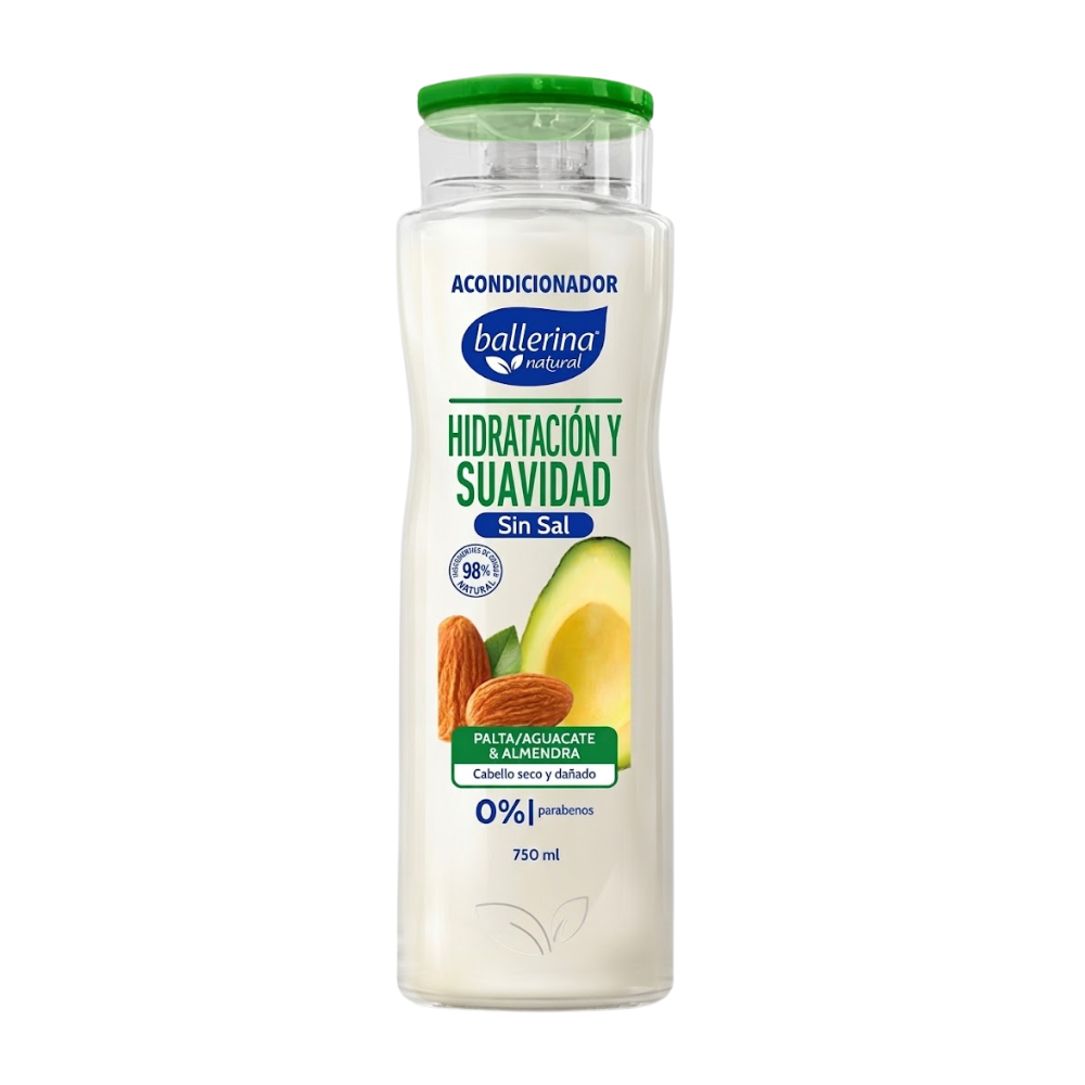 Acondicionador Ballerina Sin Sal Palta y Almendra Frasco 410ml