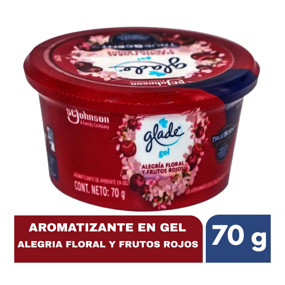 Aromatizador en Gel Glade Alegria Floral Y Frutos Rojoa Pote 70gr