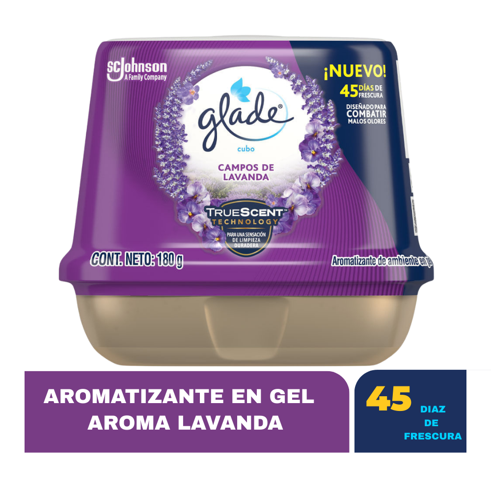 Aromatizador en Gel Glade Campos de Lavanda Cubo 180gr