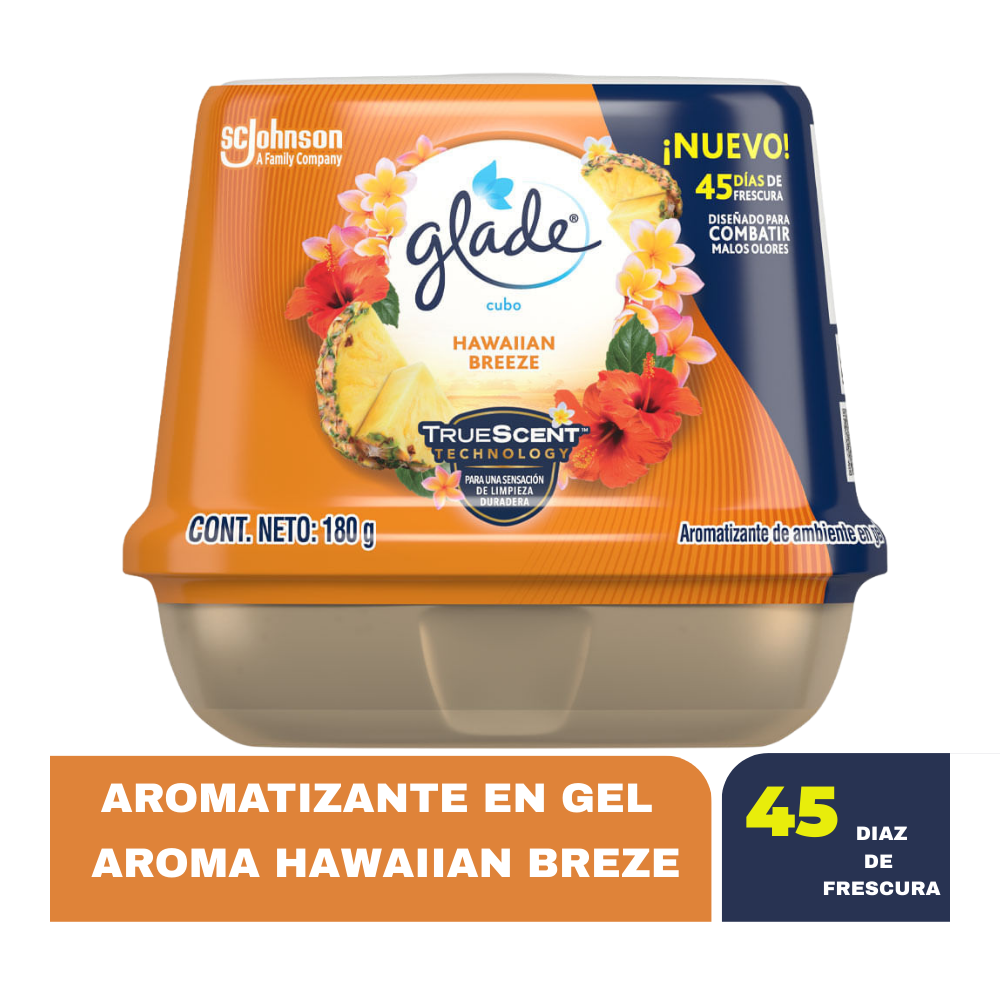 Aromatizador en Gel Glade Hawaiian Breeze Cubo 180gr