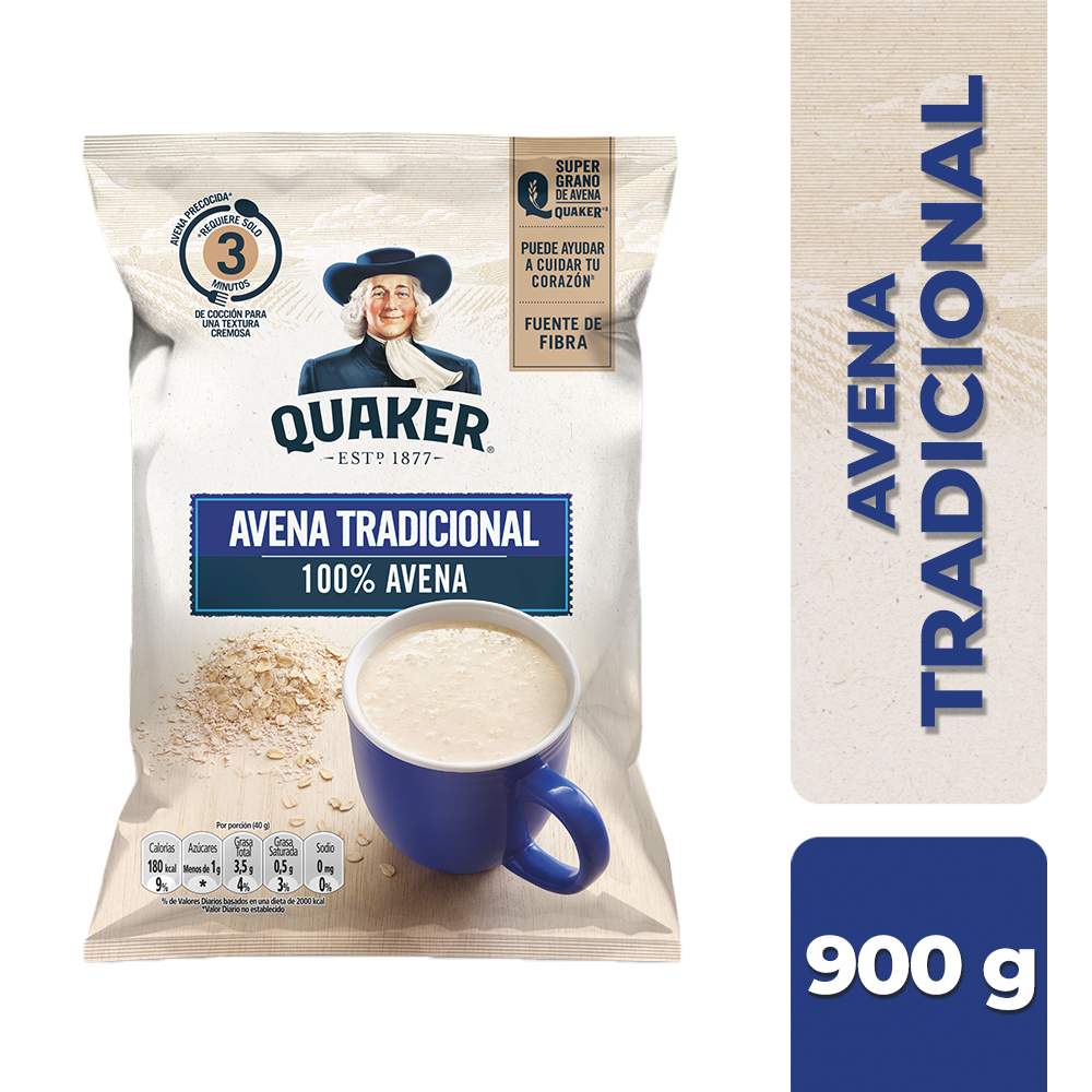 Avena Tradicional Quaker Bolsa 900gr