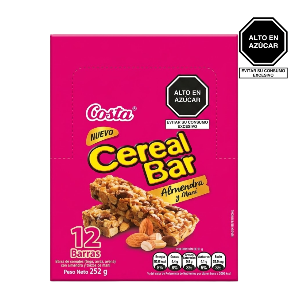 Barra de Cereal Costa Almendras y Maní 12un.