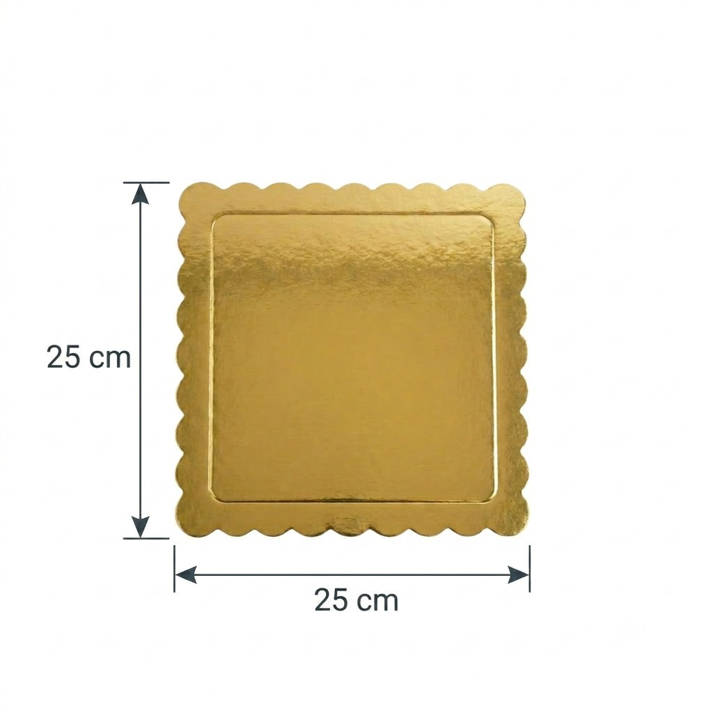Base de Cartón para Repostería Dorado 25 X 25 cm