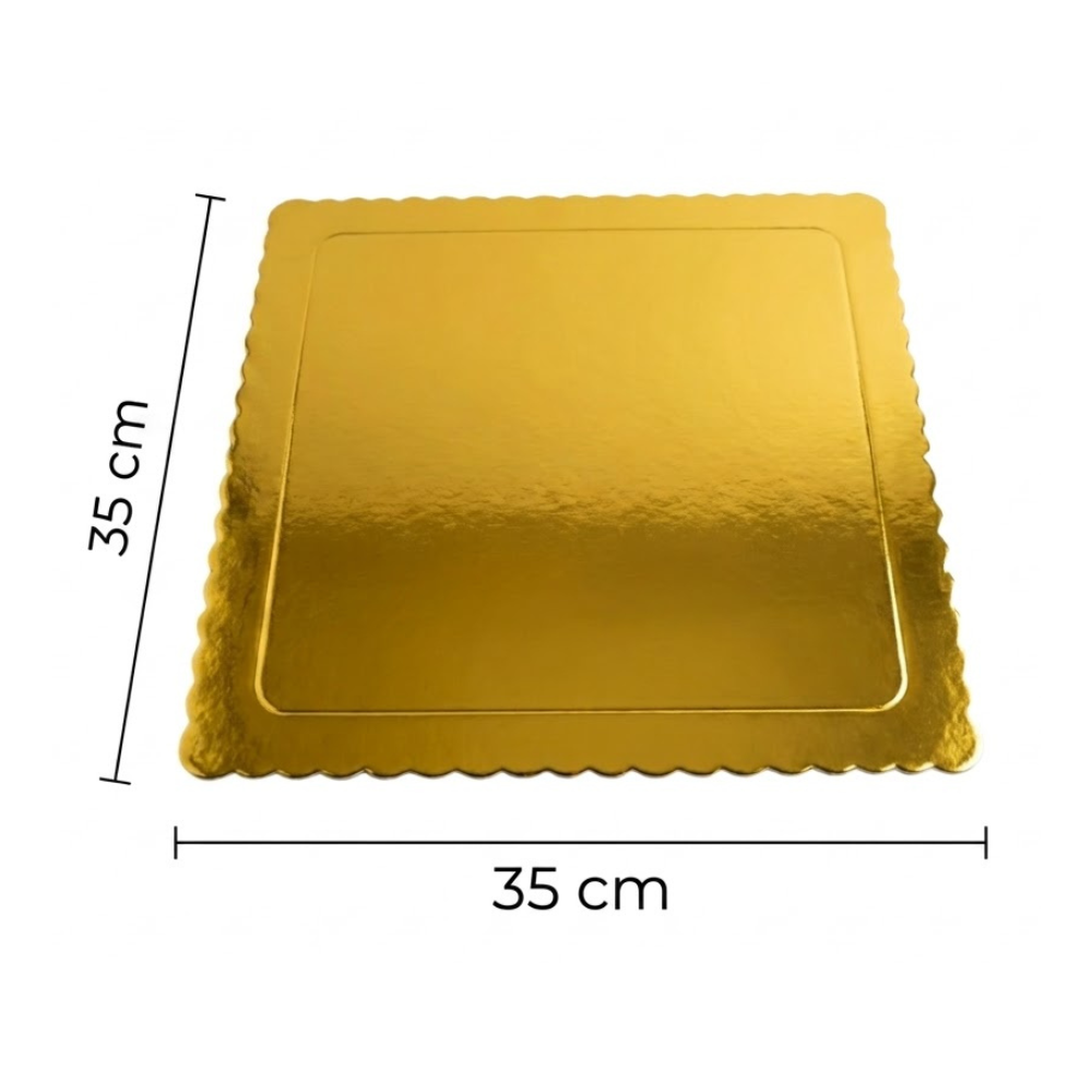 Base de Cartón para Repostería Dorado 35 X 35 cm