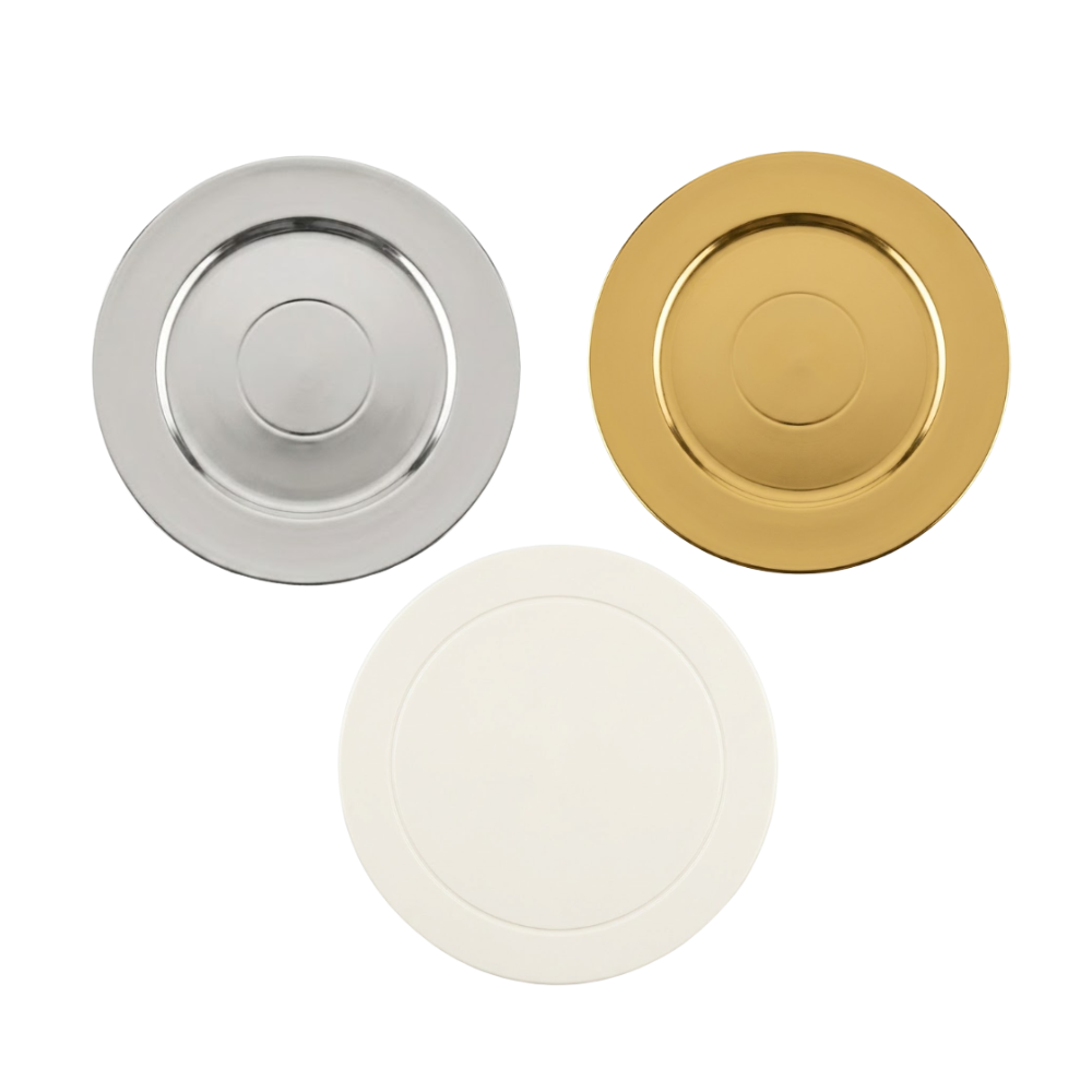 Base de Cartón para Repostería Dorado, Plata y Blanco 18cm