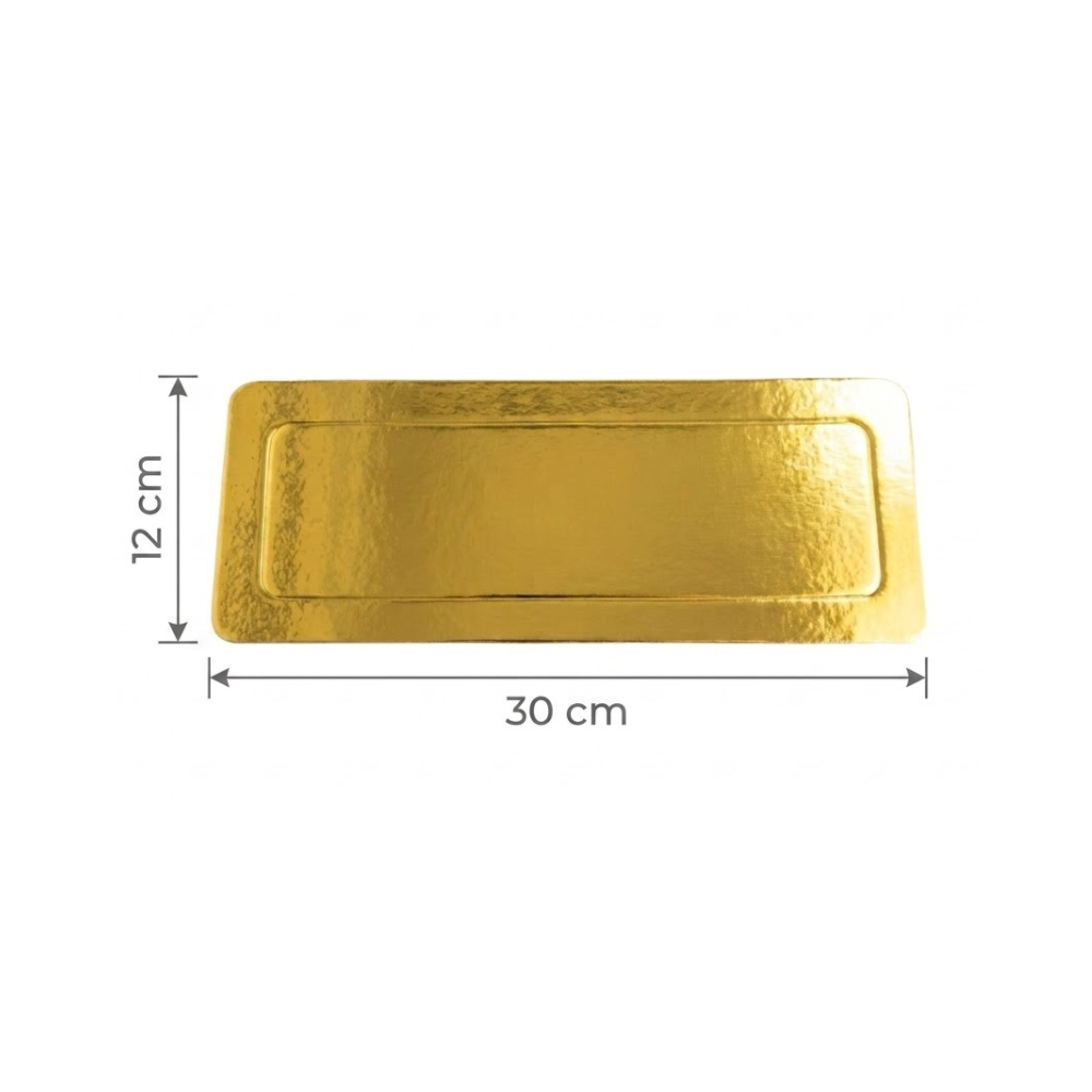 Base de Cartón para Repostería Dorado, Plata y Blanco Rectangular 12 x 30 cm