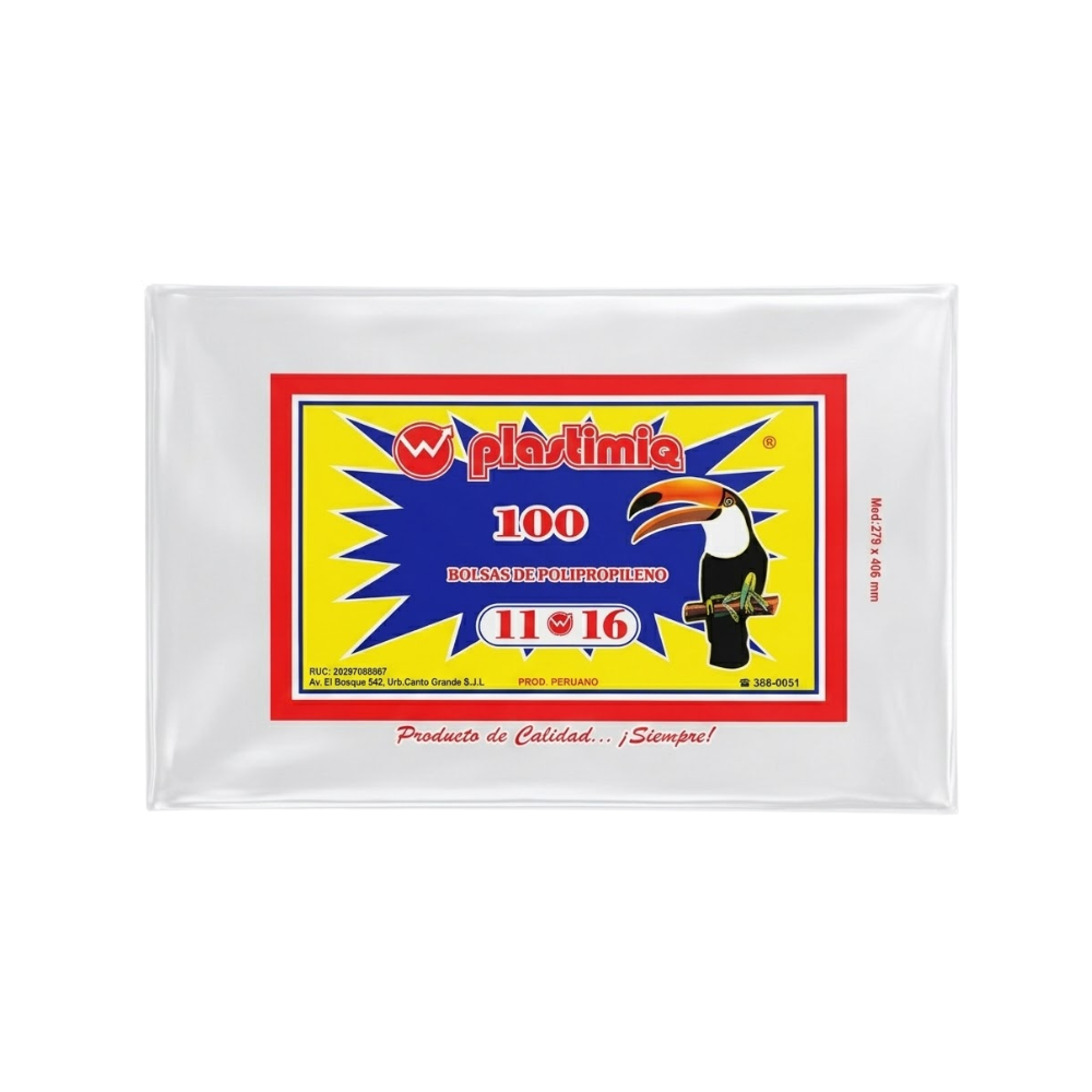 Bolsa Celofán Plastimiq 11 X 16 " Paquete 100un.