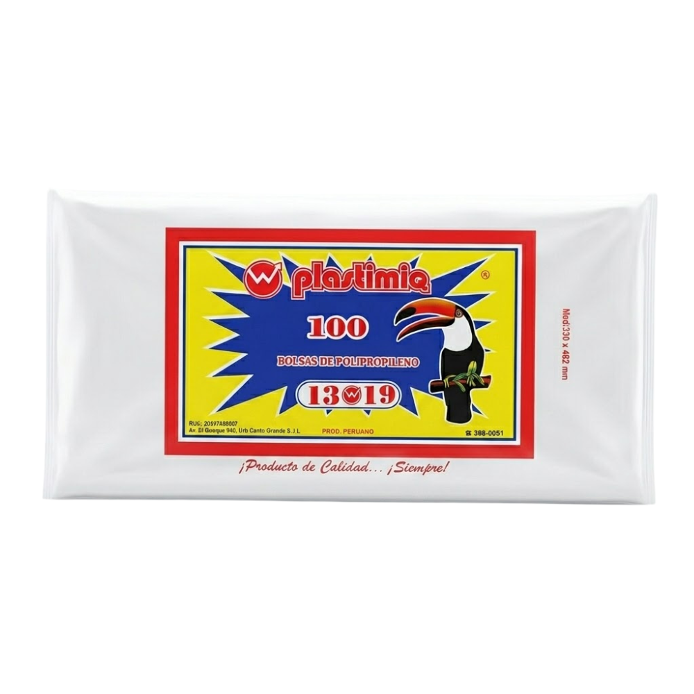 Bolsa Celofán Plastimiq 13 X 19 " Paquete 100un.