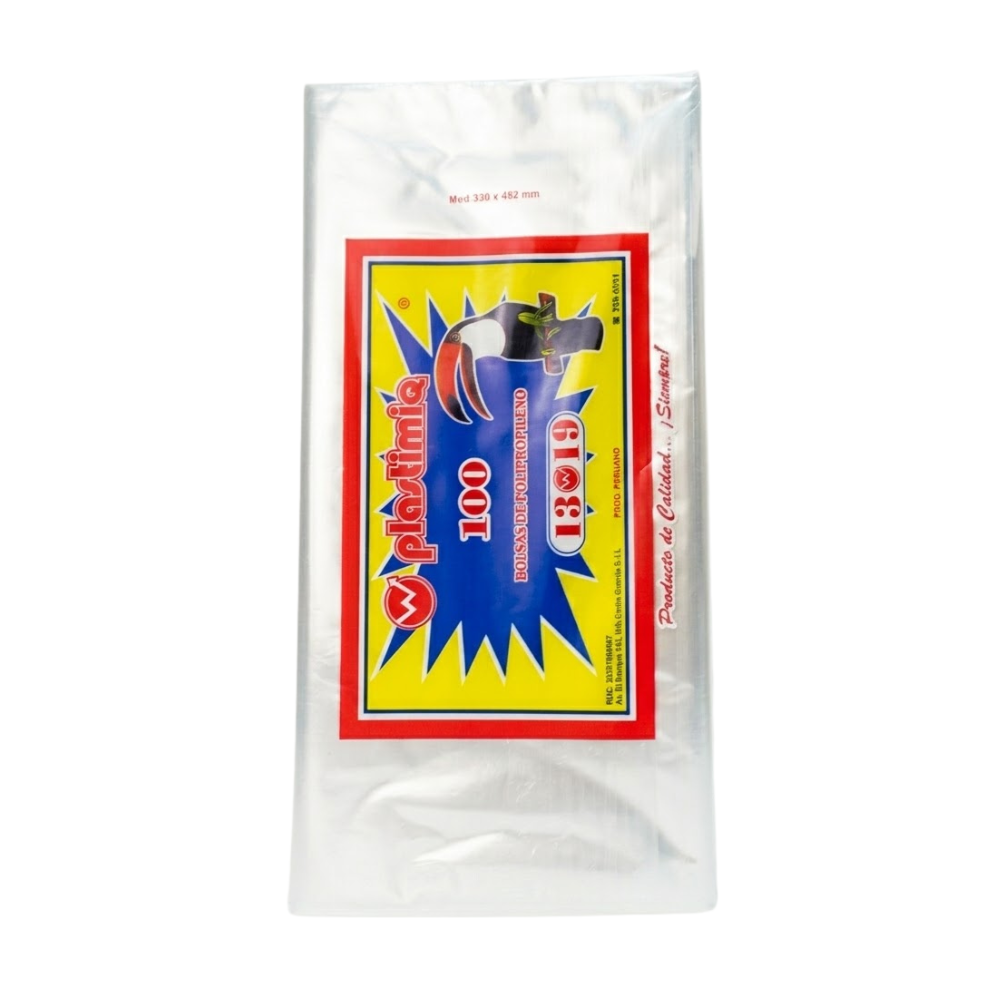Bolsa Celofán Plastimiq 13 X 19 " Paquete 100un.