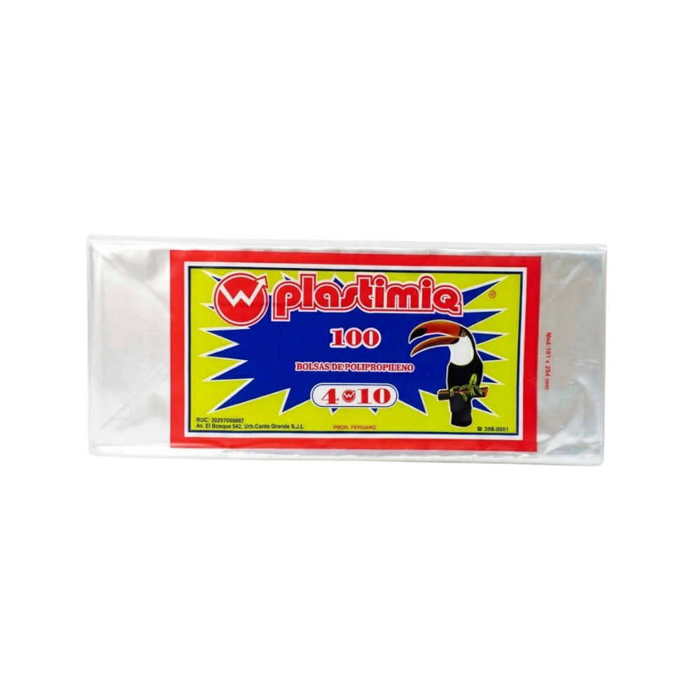 Bolsa Celofán Plastimiq 4 X 10 " Paquete 100un.