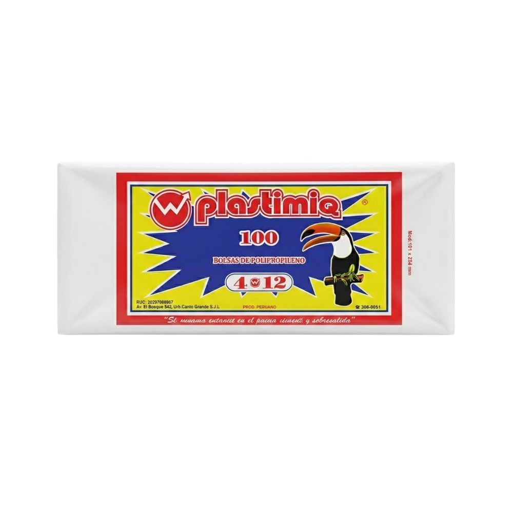 Bolsa Celofán Plastimiq 4 X 12 " Paquete 100un.