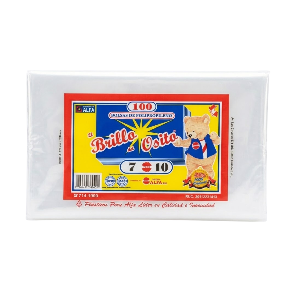Bolsa Celofán Plastimiq 7 X 10 " Paquete 100un.