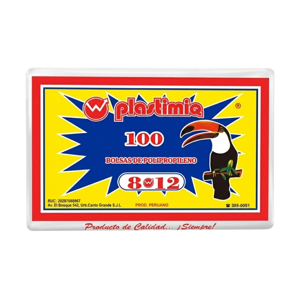 Bolsa Celofán Plastimiq 8X 12 " Paquete 100un.