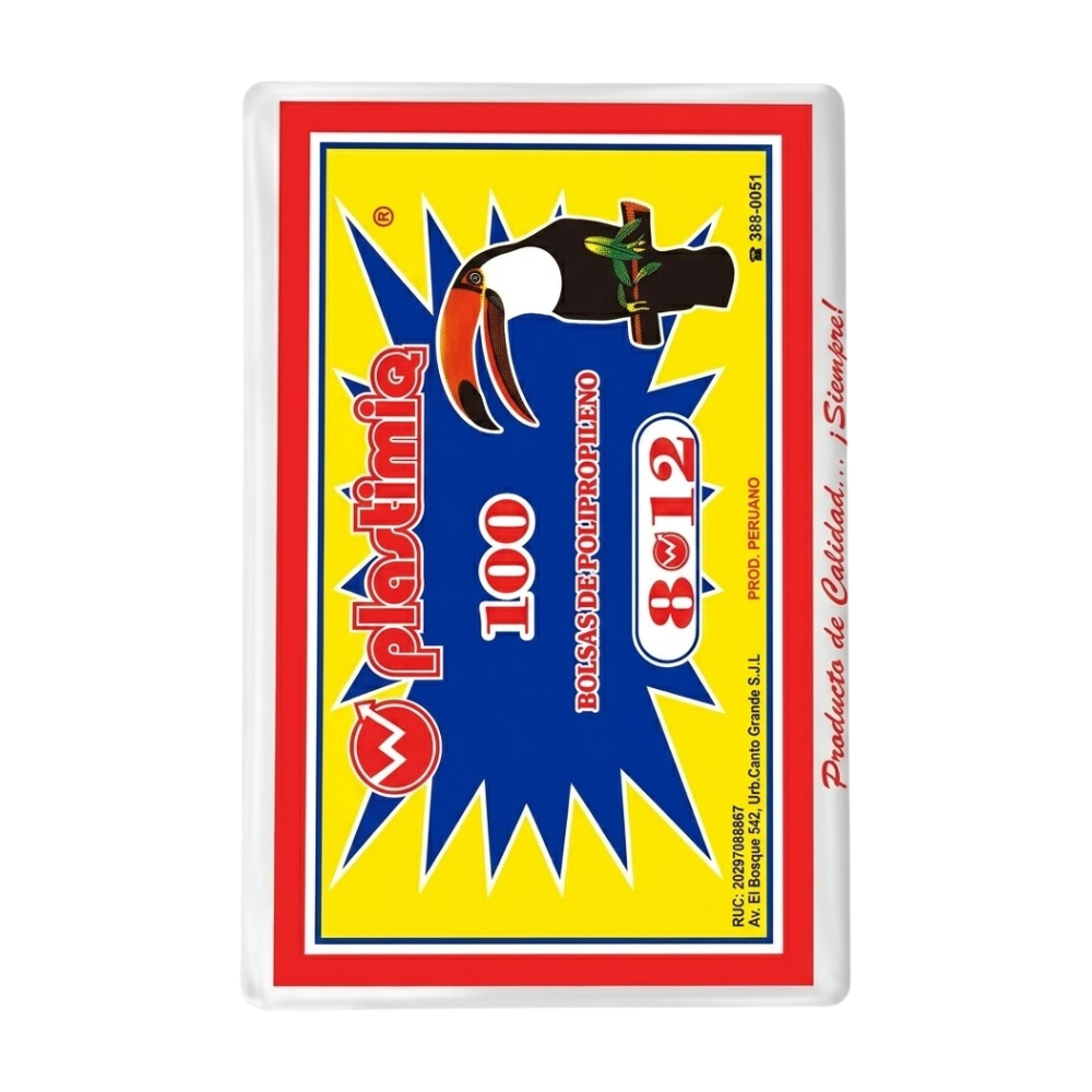 Bolsa Celofán Plastimiq 8X 12 " Paquete 100un.