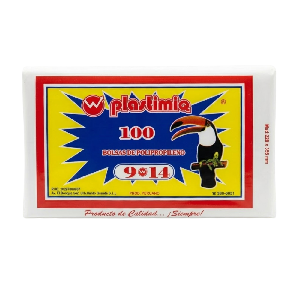 Bolsa Celofán Plastimiq 9 X 14 " Paquete 100un.