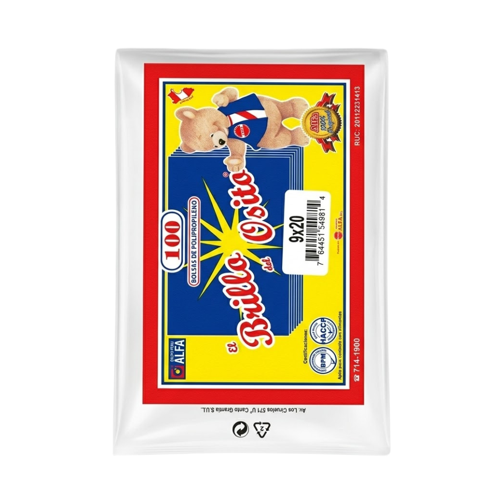 Bolsa Celofán Plastimiq 9 X 20 " Paquete 100un.