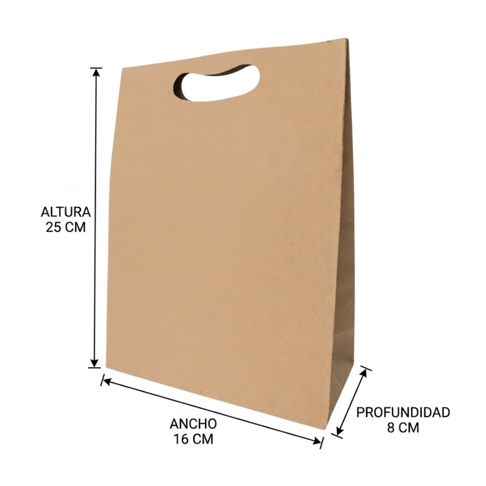 Bolsa De Papel Bk Kraft N°16 con Asa paquete x 25un.