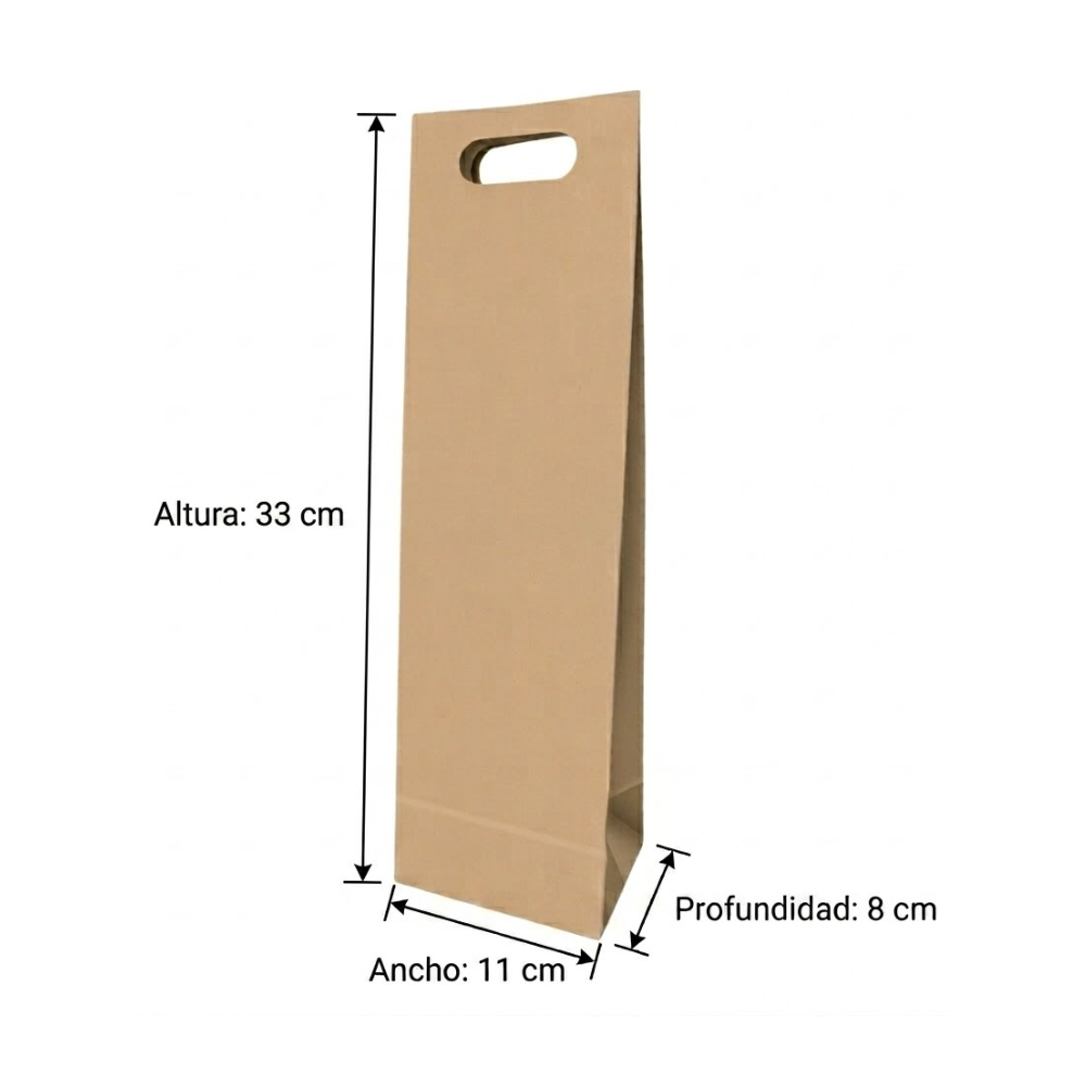 Bolsa De Papel Bk Kraft N°23 con Asa para Vino paquete x 25un.
