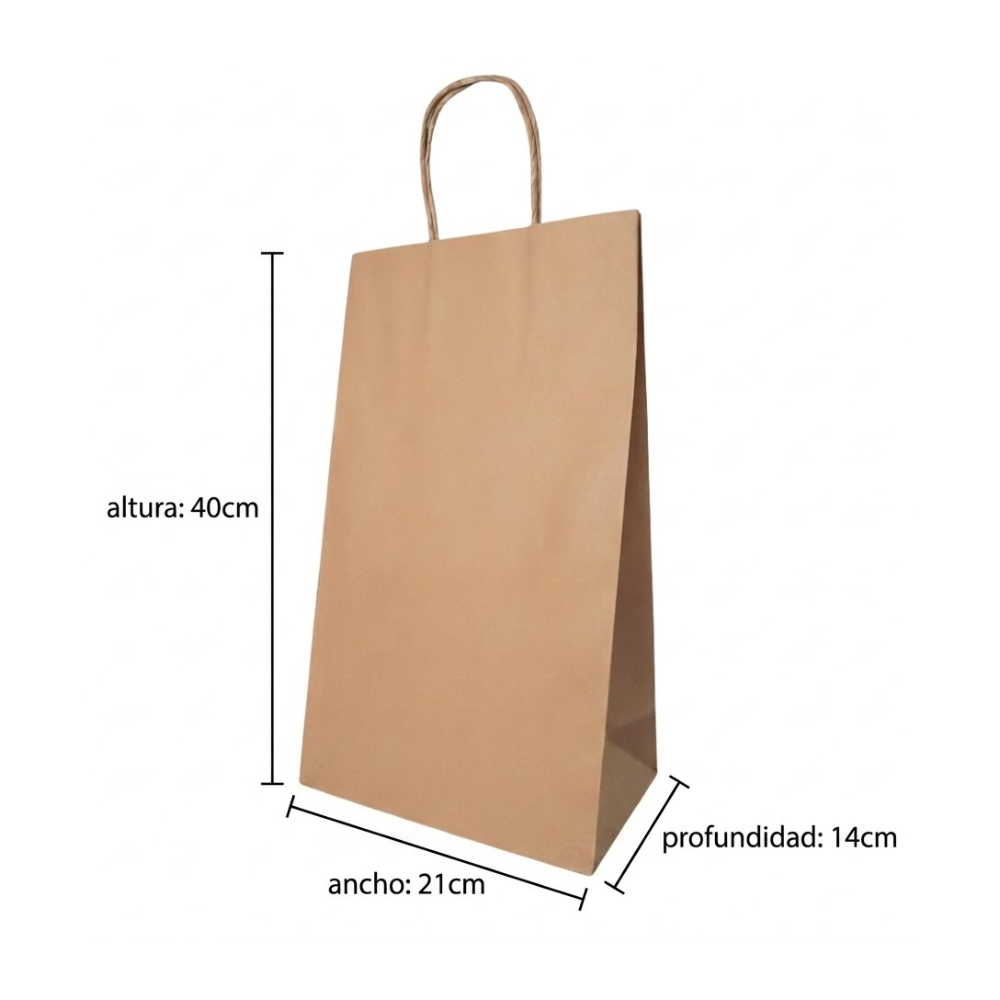 Bolsa De Papel Bk Kraft N°25 con Asa paquete x 25un.