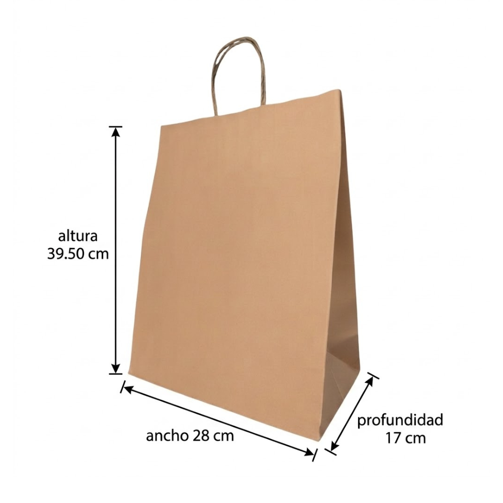 Bolsa De Papel Bk Kraft N°35 con Asa paquete x 25un.