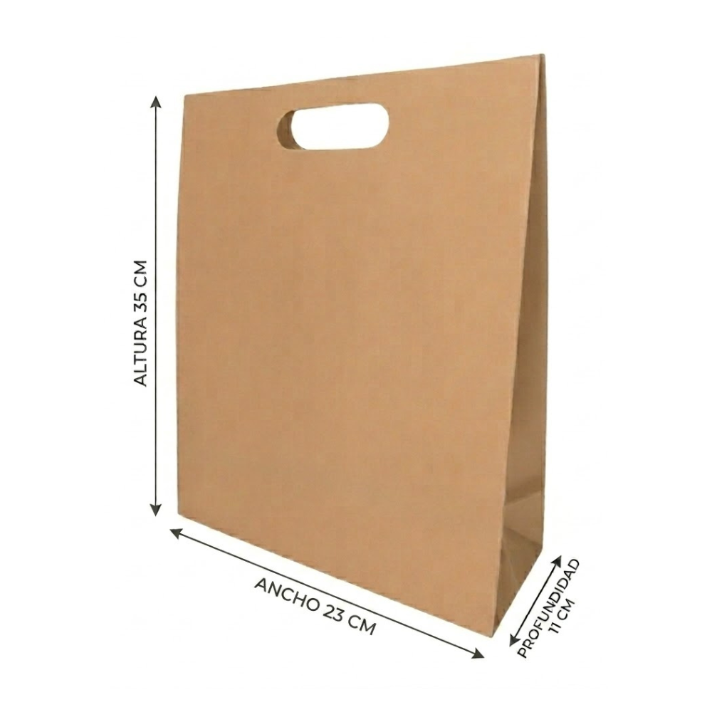 Bolsa De Papel Bk Kraft N°90 con Asa paquete x 25un.