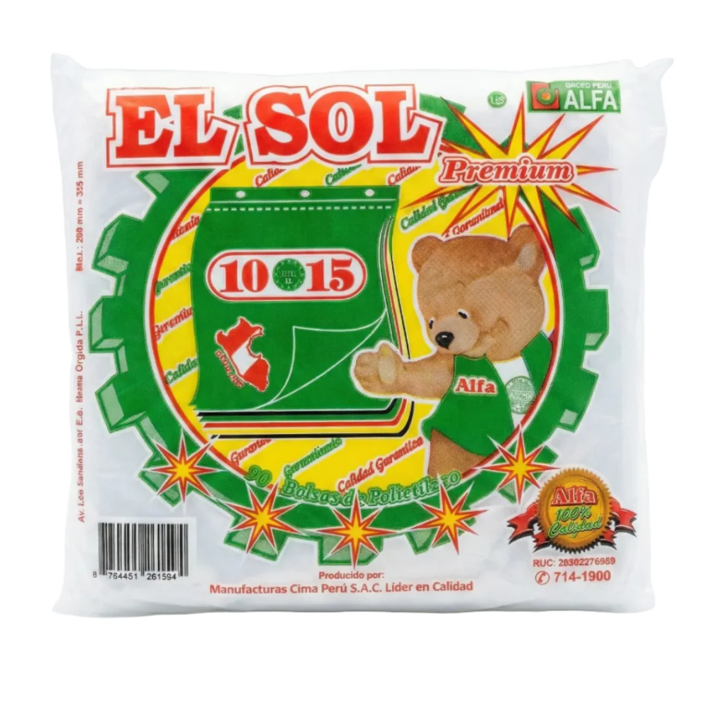 Bolsa Plástica Transparente Alfa 10X15 " Paquete 90un