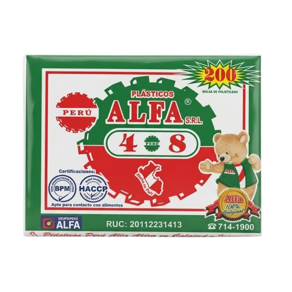 Bolsa Plástica Transparente Cristal Alfa 4X8 " Paquete 200un.