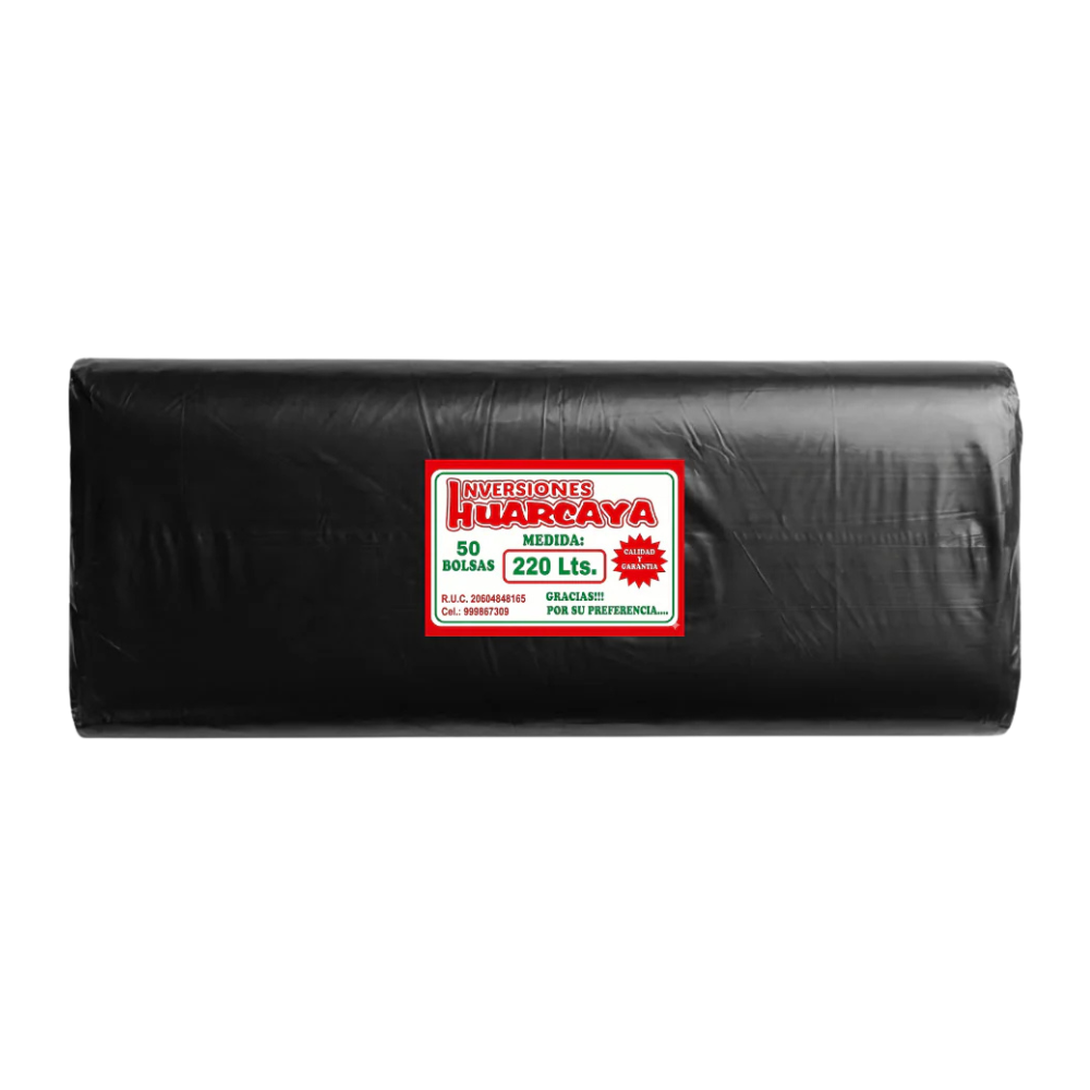 Bolsa Plástica para Basura Huarcaya 220lt Paquete 50un.