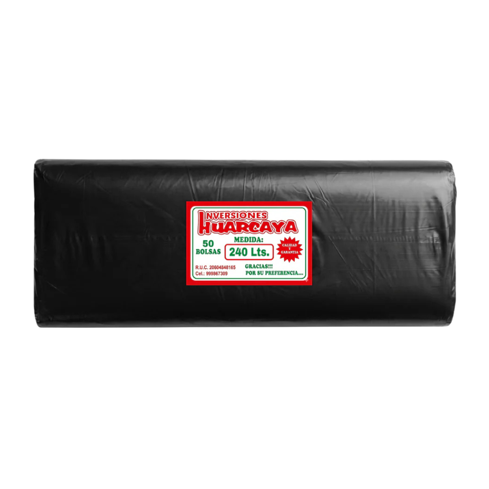Bolsa Plástica para Basura Huarcaya 240lt Paquete 50un.