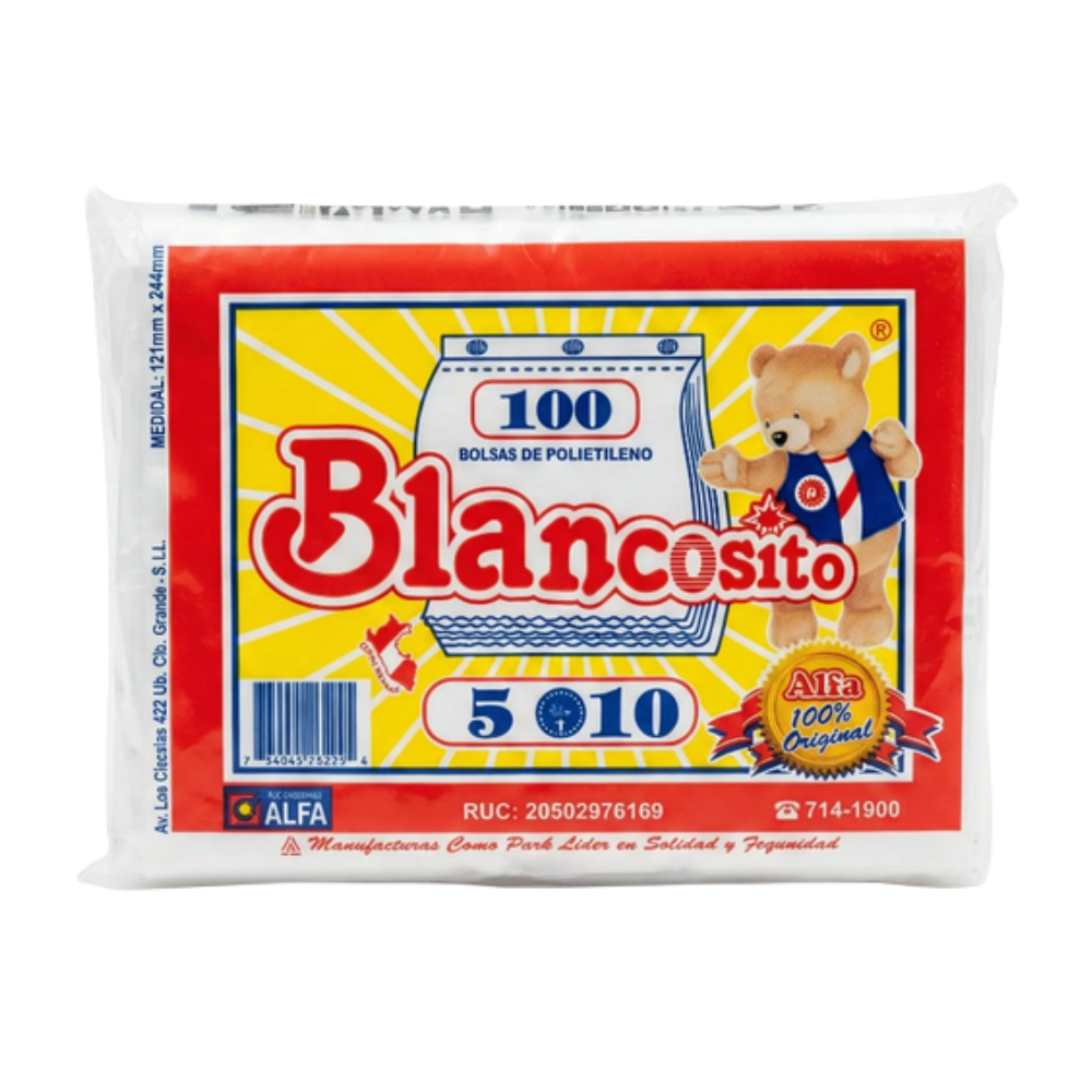 Bolsa de Polietileno Blanco Blancosito 5X10 " Paquete 100un.