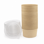 Bowl Fibra de Bambú 1Lt con Tapa Pet Paquete x 25 un.