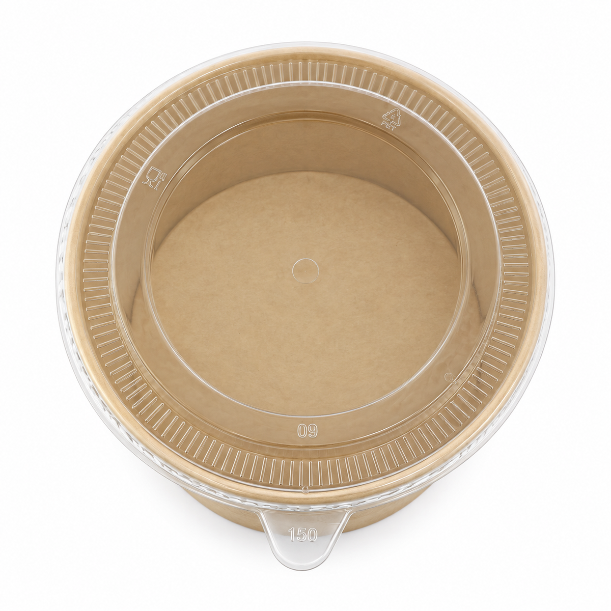 Bowl Fibra de Bambú 1Lt con Tapa Pet Paquete x 25 un.