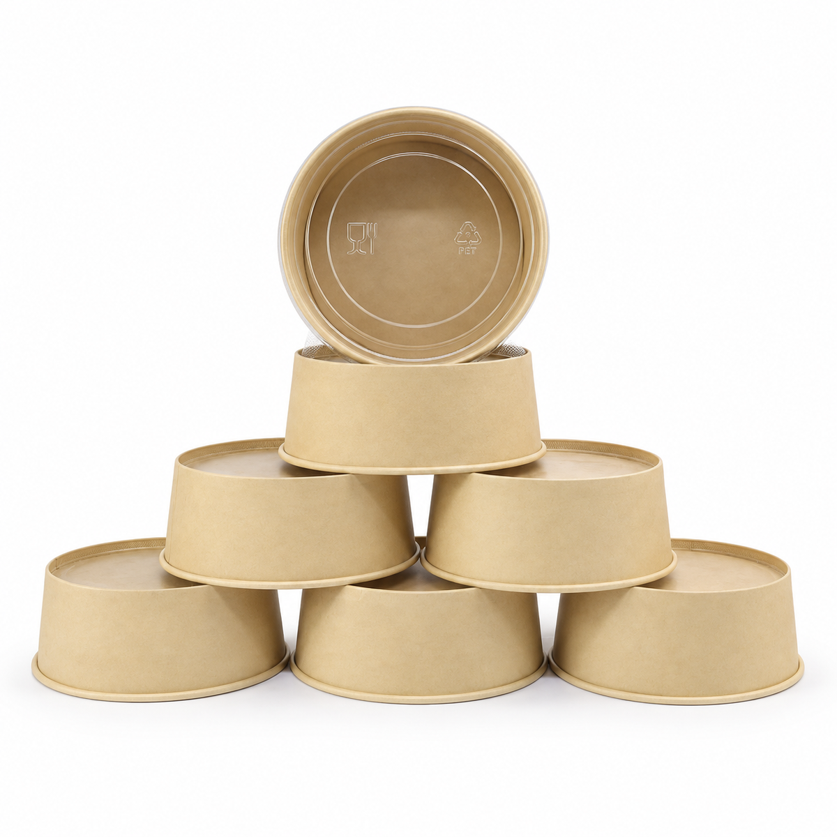 Bowl Fibra de Bambú 750 ml con Tapa Pet Paquete x 25 un.