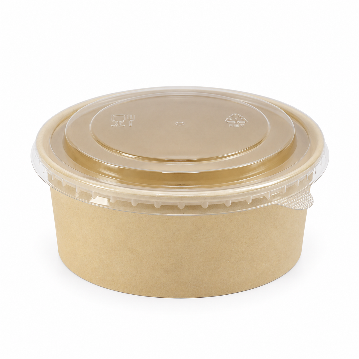 Bowl Fibra de Bambú 750 ml con Tapa Pet Paquete x 25 un.