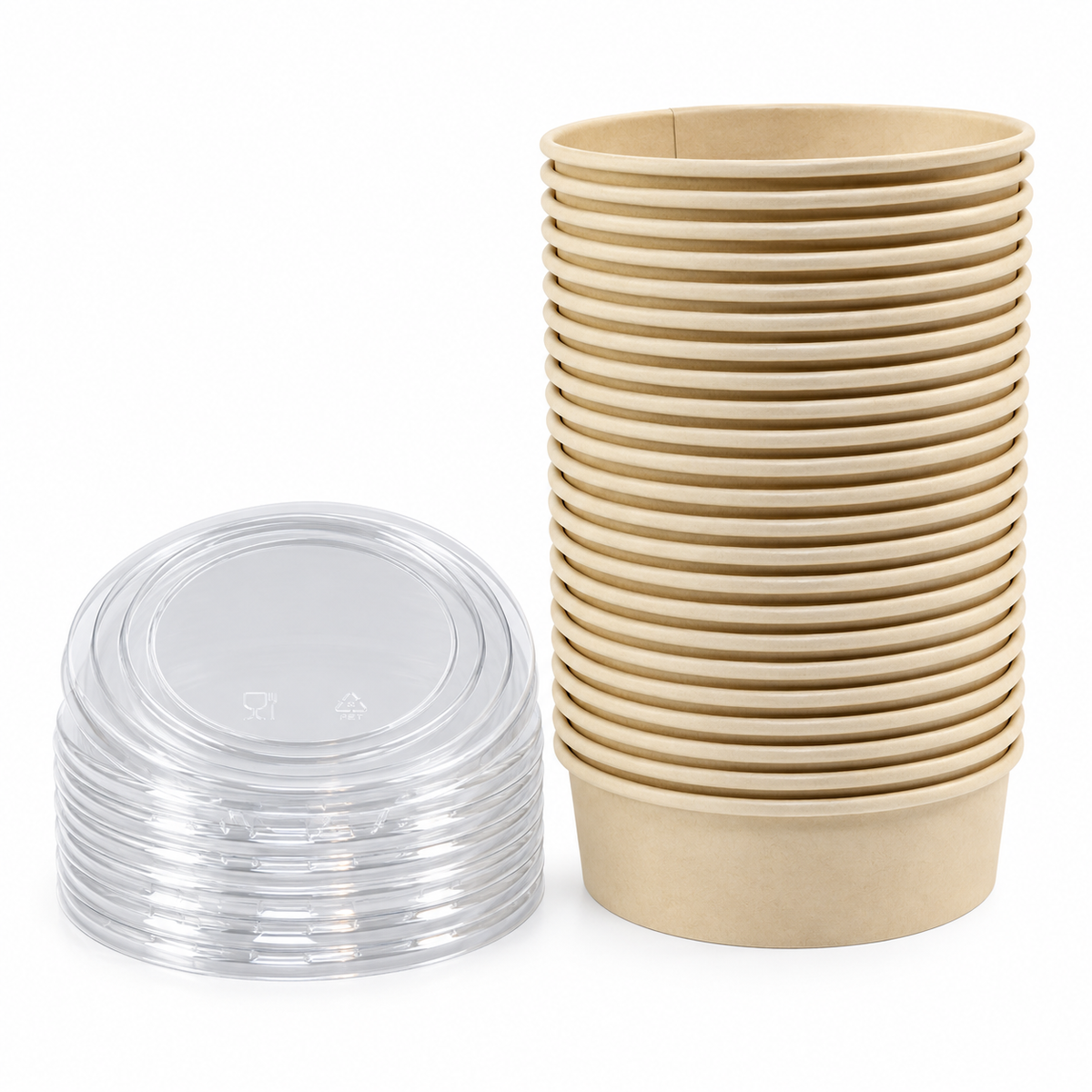 Bowl Fibra de Bambú Janchi 500 ml con Tapa Pet Paquete x 25 un.