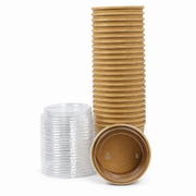 Bowl Fibra de Bambú Kraft 12 oz con Tapa Pet Paquete x 25 un.
