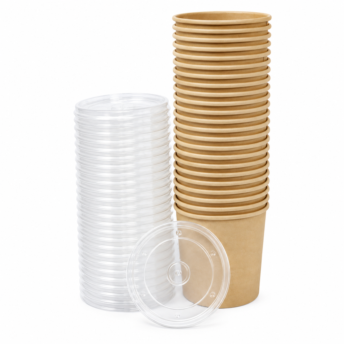 Bowl Fibra de Bambú Kraft 16 oz con Tapa Pet Paquete x 25 un.