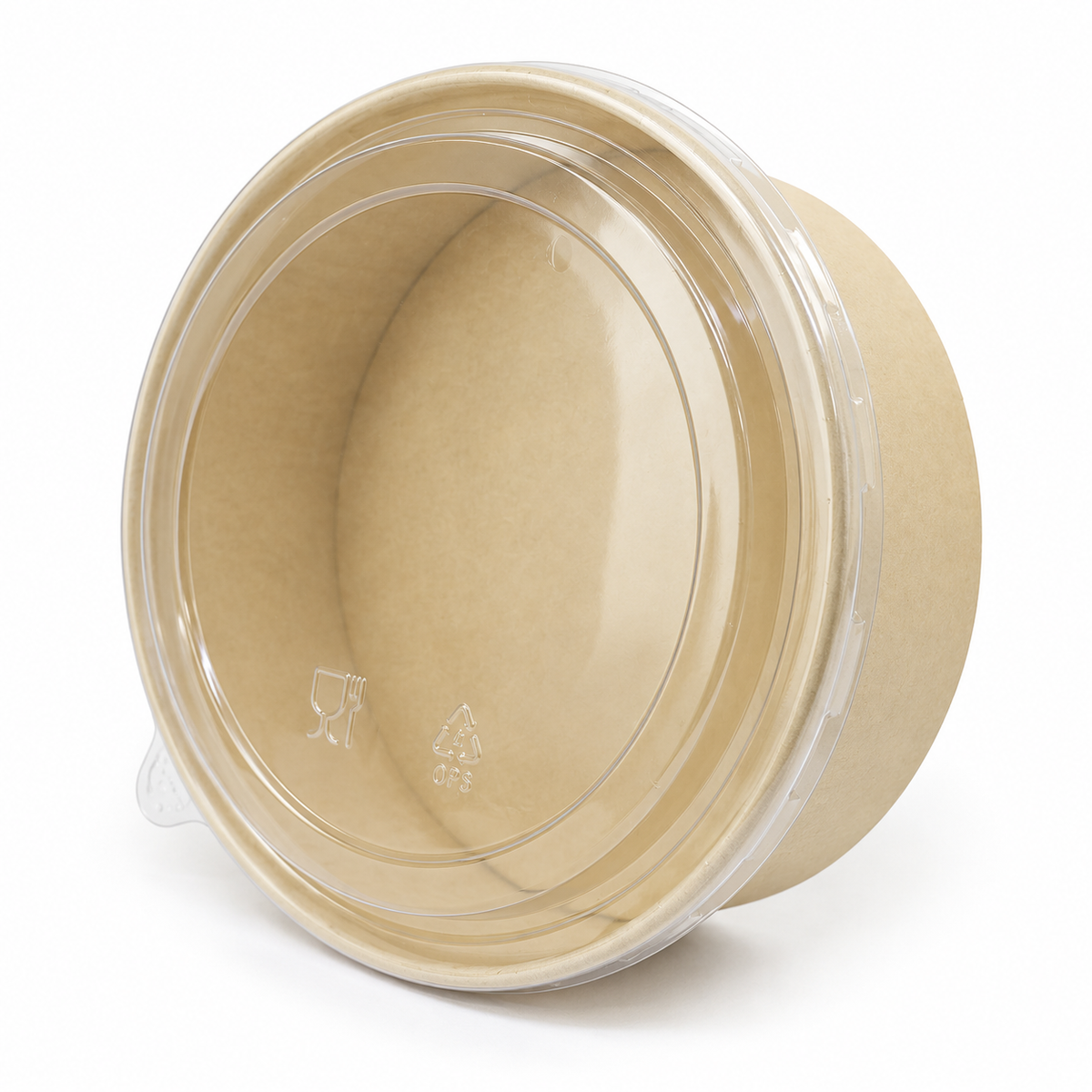 Bowl Inecoware Fibra de Bambú Kraft 1550 ml con Tapa Pet paquete x 25 un.
