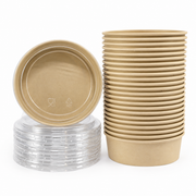 Bowl Fibra de Bambú 1550Lt con Tapa Pet Paquete x 25 un.