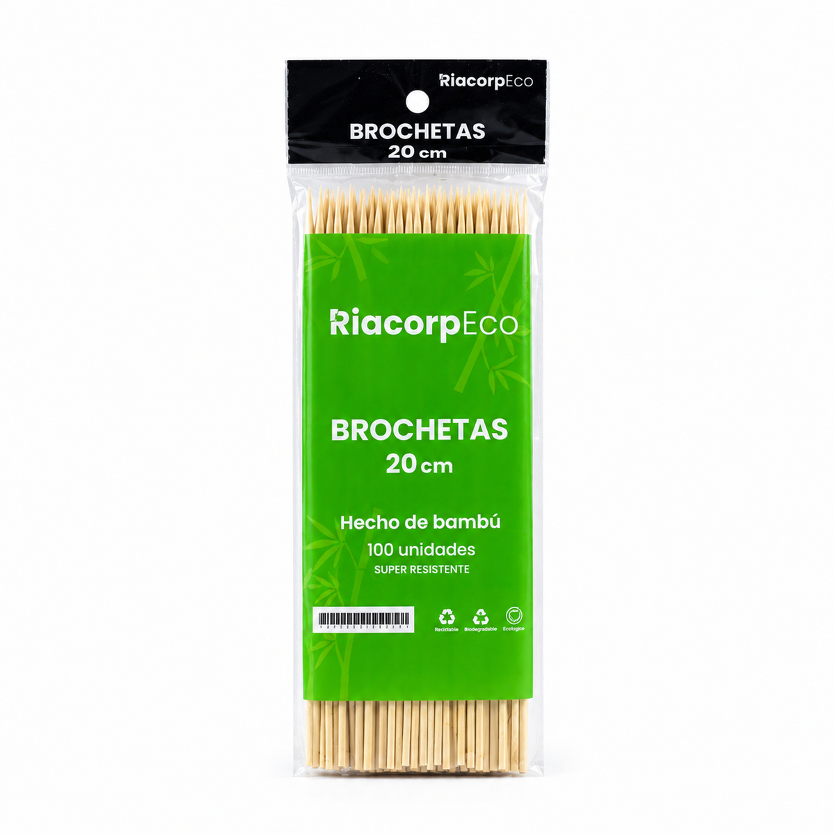 Brochetas de Bambú 20 cm Paquete x 100 un.