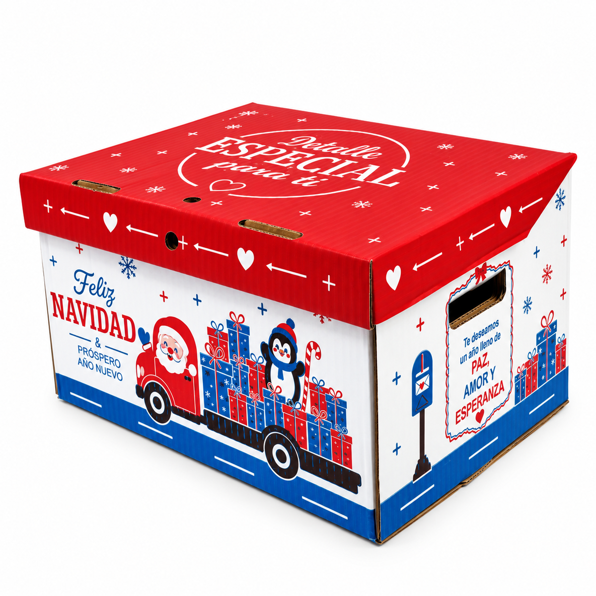 Caja Navideña con Diseño Detalle Especial Rojo y Azul