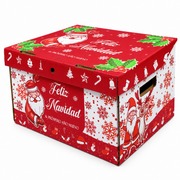 Caja Navideña de Cartón Santa Festivo Rojo