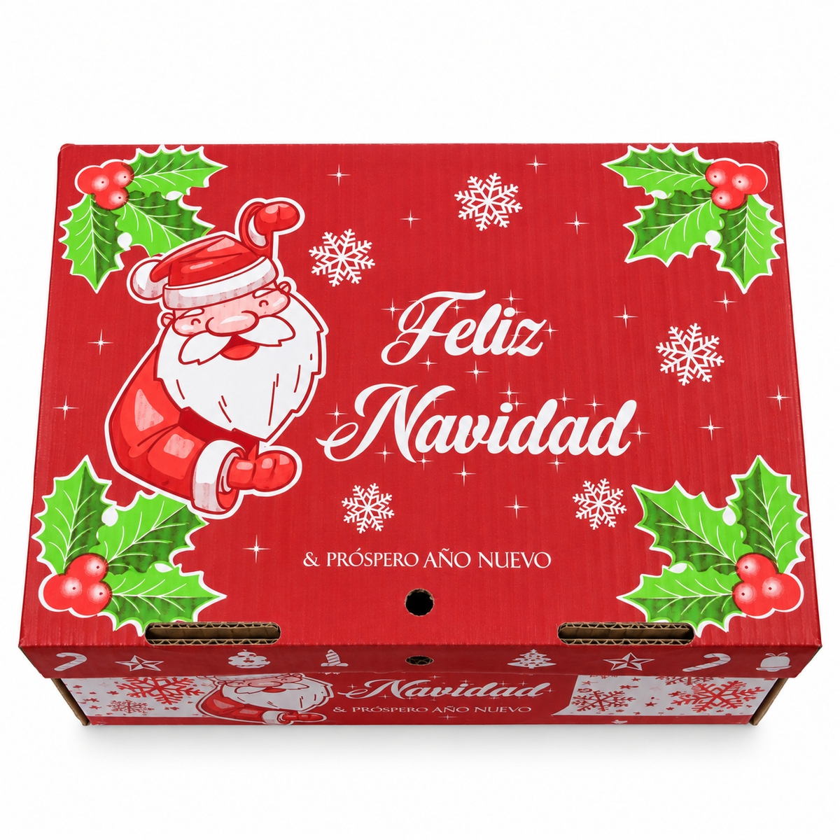 Caja Navideña de Cartón Santa Festivo Rojo