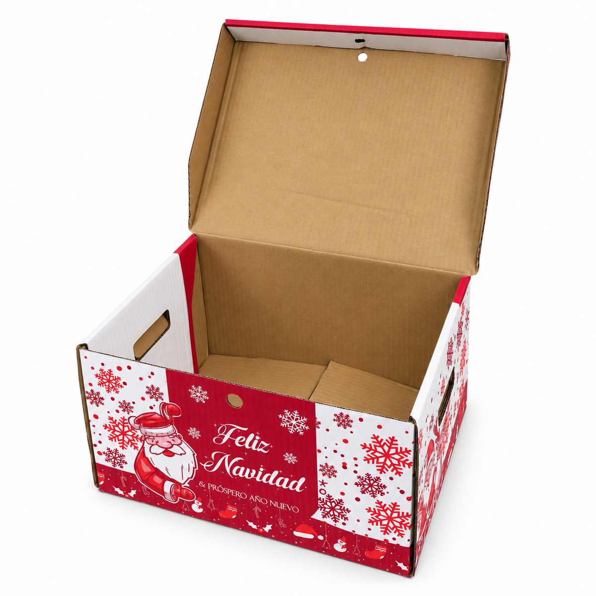 Caja Navideña de Cartón Santa Festivo Rojo